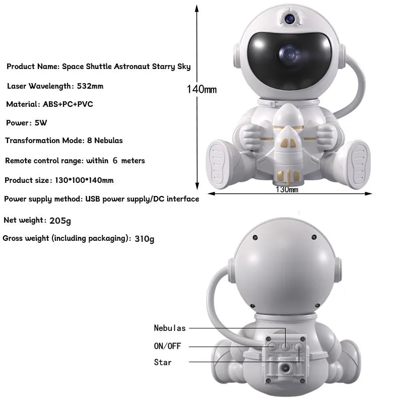 Astronaut LED Star Galaxies Projector Night Light